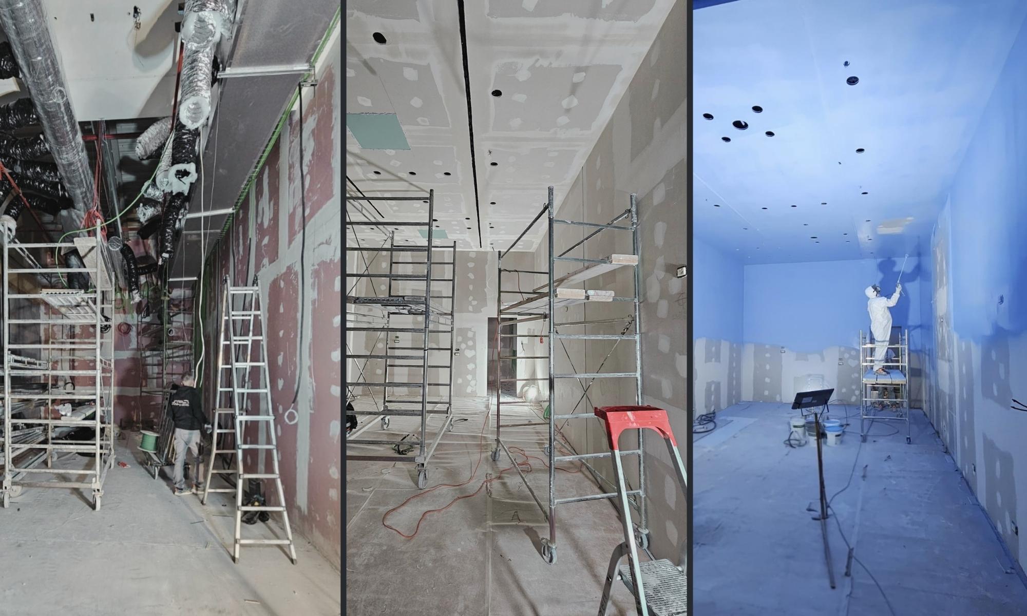 Lavori dell'impiantistica, cartongesso e tinteggiatora allo store Swarovski